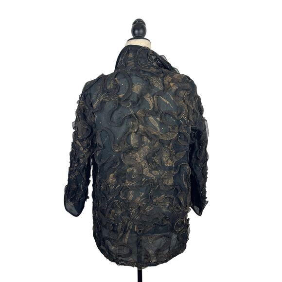 Dilemma Dhun Shroff Textured Black & Bronze Evening Topper Jacket - Picture 4 of 6